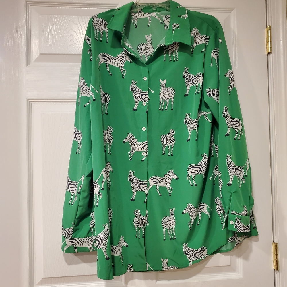 Green Zebra Print Shirt